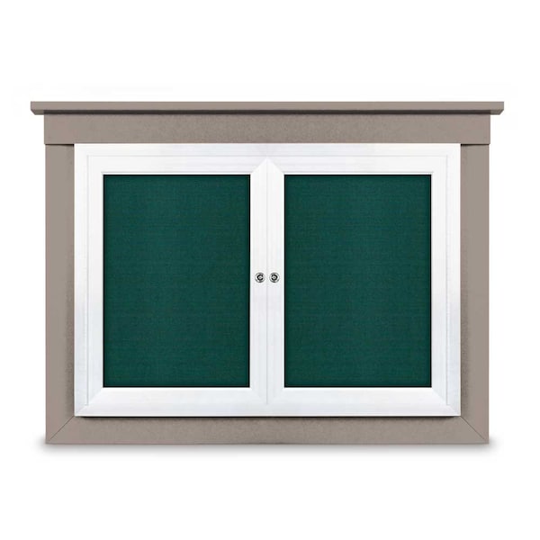 36"x36" 1-Door Enclosed Letterboard, Grey Vinyl/Walnut